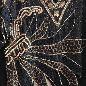 Black Beaded Two Pie Skirt Set